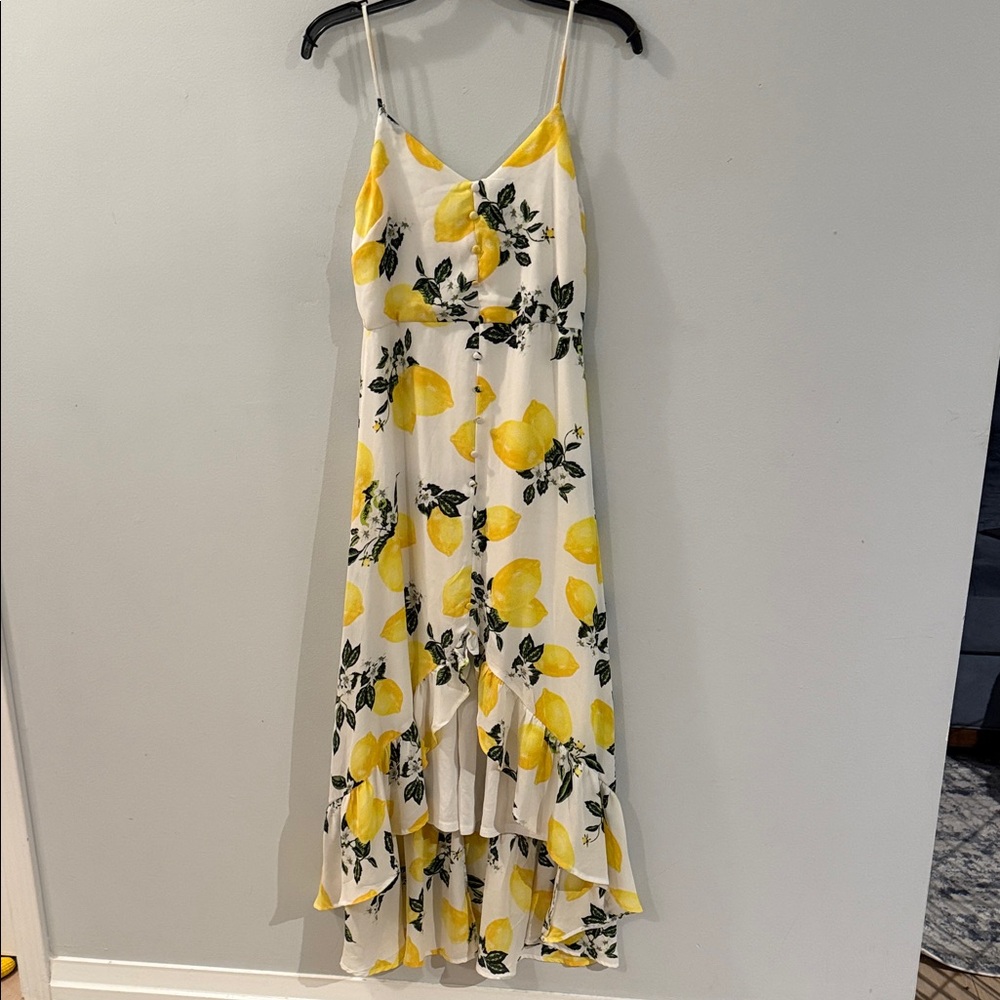 Lulu's Yellow Lemon Print High Low Dress